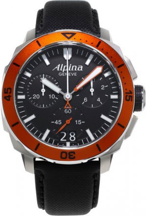 ALPINA Seastrong Diver 300 Black Leather Chronoghraph AL-372LBO4V6