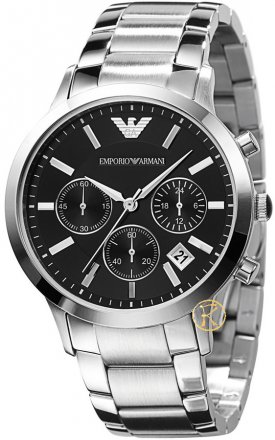 Emporio Armani Men's Chronograph Black Dial Stainless Steel Watch AR2435