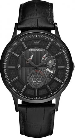 Emporio Armani Meccanico Black Leather Strap AR4661