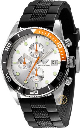 Emporio Armani Chronograph Black Rubber Strap AR5856