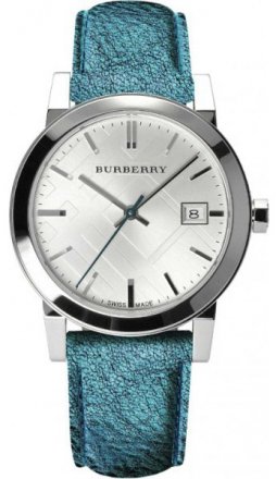 Burberry  Women's City Teal Leather Strap Silver Dial BU9120