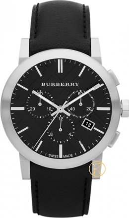 Burberry Watch Men's Swiss Chronograph Black Leather Strap BU9356