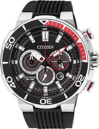 CITIZEN EcoDrive Diver Chronograph Stainless Steel Rubber Strap CA4250-03E