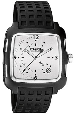 D&G Square Black Rubber Strap DW0361