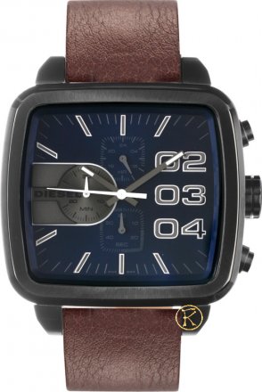 DIESEL Square Franchise Chrono Brown Leather Strap DZ4302