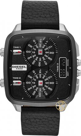 DIESEL Hal 3 Time Zones Black Leather Strap DZ7302