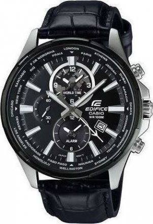 Edifice Casio Black Leather Strap EFR-304BL-1AVUEF