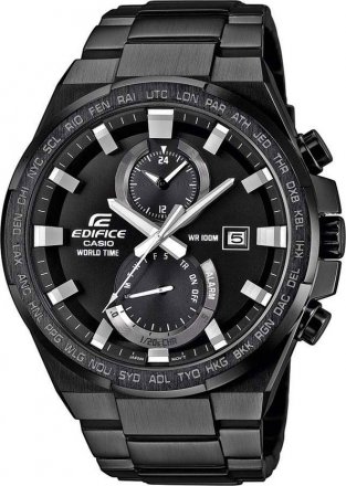 CASIO Edifice World Time Chrono Black Stainless Steel Bracelet EFR-542BK-1AVUEF