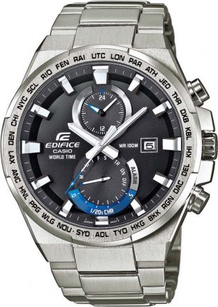 CASIO Edifice World Time Chrono Stainless Steel Bracelet EFR-542D-1AVUEF