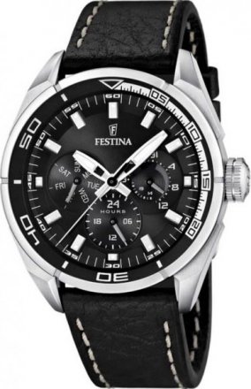 FESTINA MULTIFUNCTION BLACK LEATHER STRAP F16609/4