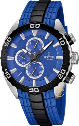 FESTINA Chronograph Blue and Black Rubber Strap F16664-6