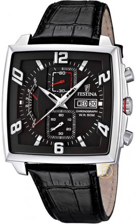 Festina Chronograph Black Leather Strap F6826-3