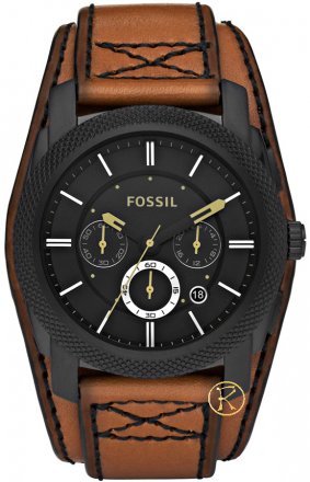 FOSSIL Machine Cuff Brown Leather Strap Chronograph FS4616