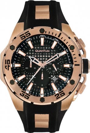 QUANTUM Hunter Rose Gold Black Rubber Chronograph HNG376.451