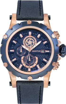 QUANTUM Blue Leather Strap Chronograph HNG499.999