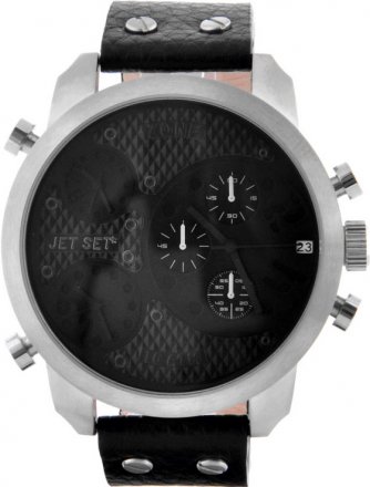 Jet Set Dual Time Chronograph Black Leather Strap J10233-267