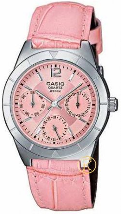 Casio Women's Collection Neobrite Pink Dial-Leather Strap LTP-2069L-4AVEF
