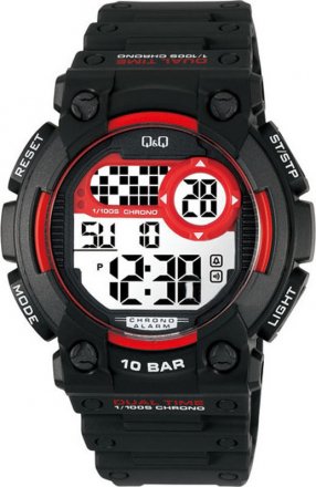Q&Q Digital Black Plastic Strap M141-001