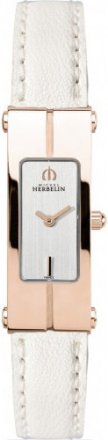 Michel Herbelin Lingot Rose White Leather Strap MH1055PR