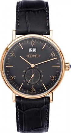 MICHEL HERBELIN Montmartre Black Leather Strap MH18247/PR14GO