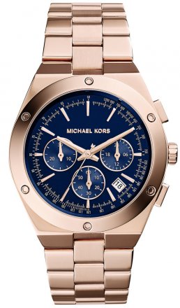MICHAEL KORS Reagan Blue deal Rose Gold Stainless Steel Chronograph MK6148