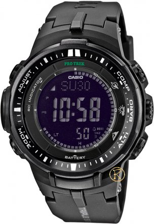 CASIO PROTREK RadioControlled Black Rubber Strap PRW-3000-1AER