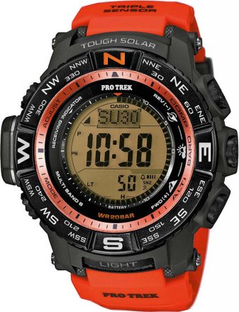 CASIO PROTREK Tough Solar Triple Sensor Orange Rubber Strap PRW-3500Y-4ER