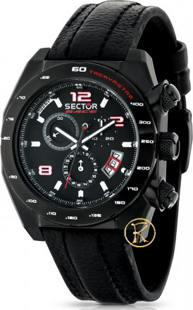 SECTOR Race Chronograph Black Leather Strap  R3271660125