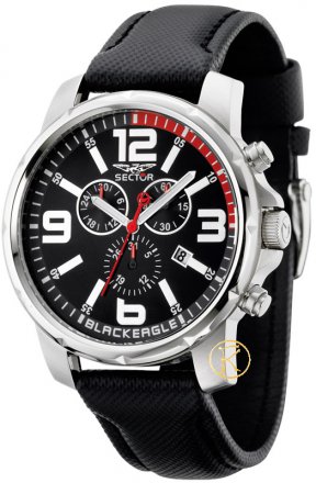 SECTOR Black Eagle Black Leather Chronograph R3271689002