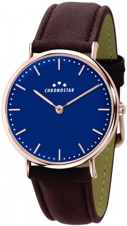 CHRONOSTAR Rose Gold Brown Leather Strap R3751252019
