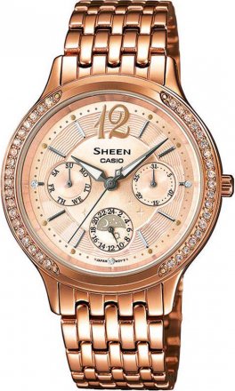 CASIO SHEEN Crystal Ladies Rose Gold Stainless Steel Bracelet SHE-3030PG-9AUER