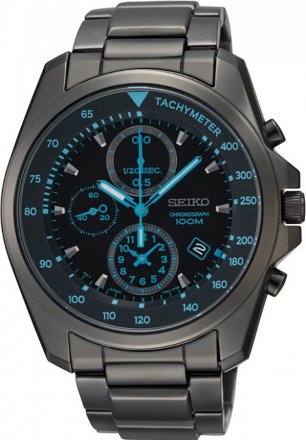 Seiko Chronograph Black Dial Black PVD Stainless Steel Mens Watch SNDD67P1