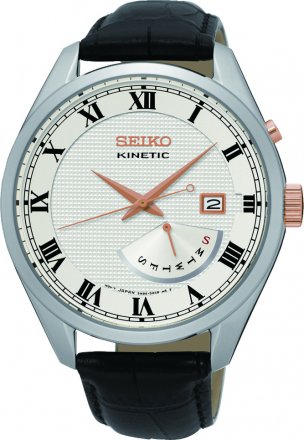 SEIKO Kinetic Retrograde Black Leather Strap SRN073P1