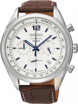 Seiko Quartz Brown Leather Strap SSB095P1