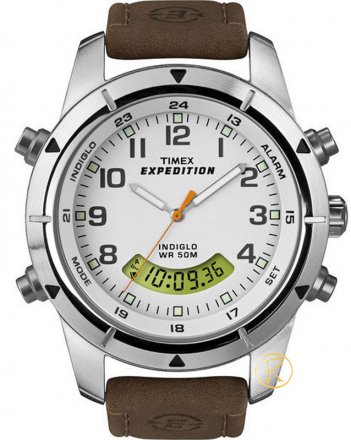 TIMEX EXPEDITION AnaDigi Brown Leather Strap T49828