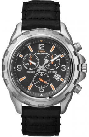 Timex Expedition Rugged Black Leather Chronograph T49985