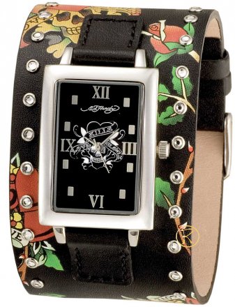 Ed Hardy Temptress Love Kills Black Leather Strap TT-BLK
