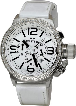 TW Steel Canteen Chronograph White Dial White Leather Unisex Watch TW10