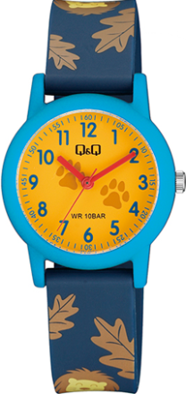 Q&Q V23AJ004VY Kids Lion Blue Rubber Strap