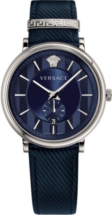 VERSACE V-Circle Blue Leather Strap VBQ010017