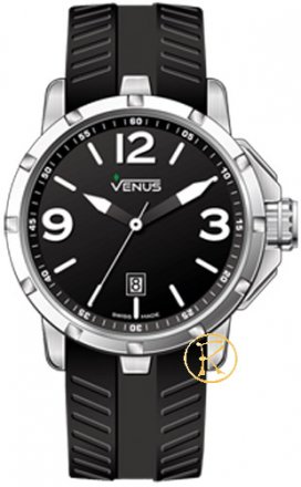 VENUS Chroma Mens Size Black Rubber Strap VE-1312A1-22-R2