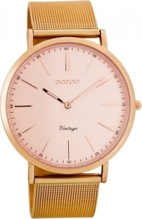OOZOO Timepieces Vintage Rose Gold Metal Strap C7391