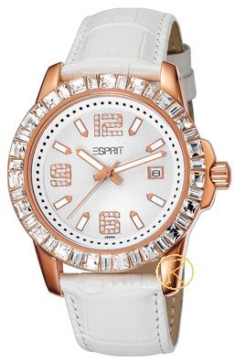 ESPRIT Spark Crystal White Leather Strap  ES103342004