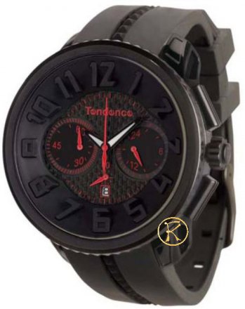 TENDENCE Round Gulliver Chronograph Black Rubber Strap  02046018