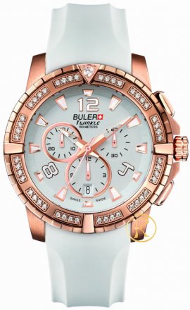 BULER Twinkle Chronograph Crystal White Rubber Strap 043251