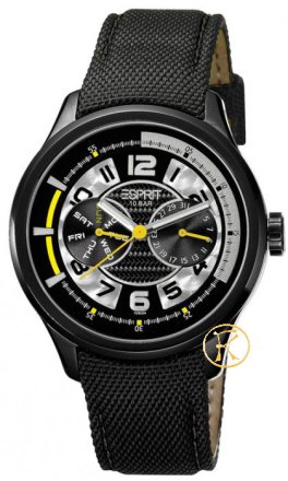 ESPRIT Yellow Pulse Black Leather Strap ES102851002