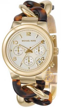 MICHAEL KORS Chronograph Gold Steel and Tortoise Chain  MK4222