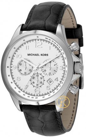 MICHAEL KORS Chronograph Black Leather Strap  MK8114