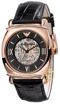 Emporio ARMANI Meccanico Black Leather Strap  AR4649