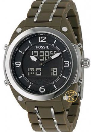 FOSSIL Explorer AnaDigi Chronograph Olive Rubber Strap  BQ9383